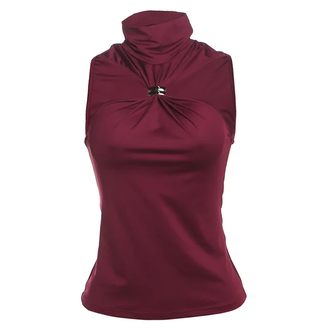 Sleeveless Halter Sexy Slim fit Tank Top For Women Wine Red - Shop at LoveMi