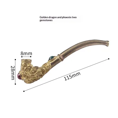 Vintage Brass Small Pipe Traditional Old fashioned Brass Dual use Smoking Set Golden Faucet Two Gems - Shop at LoveMi