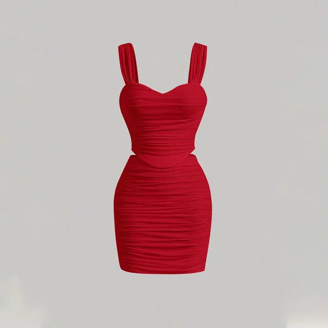 Women's Slim fit Tank Top And Pencil Skirt Two piece Set Red - Shop at LoveMi