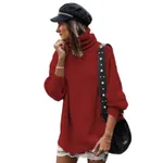 European And American Pullover Mid-length Women's Sweater Dress - Wine Red