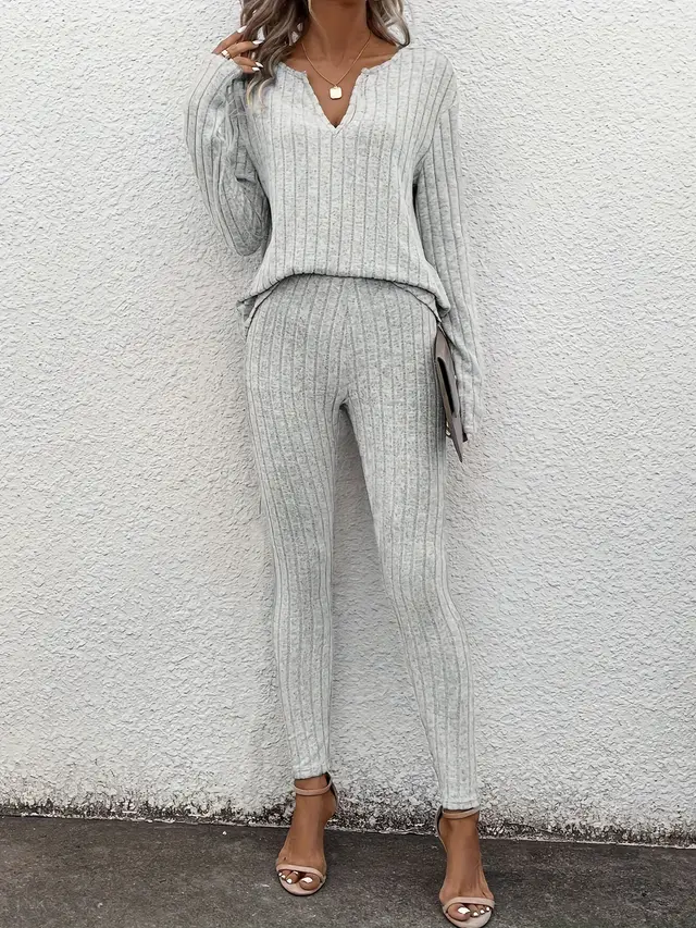 Autumn And Winter New Solid Color Casual Slim Home And Outdoor Suit Gray - Shop at LoveMi
