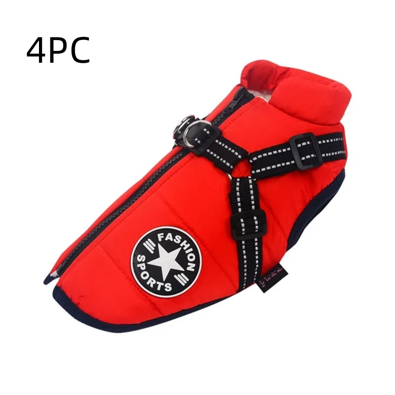 Large Pet Dog Jackets Winter Warm Dogs Clothes Coats - Red
