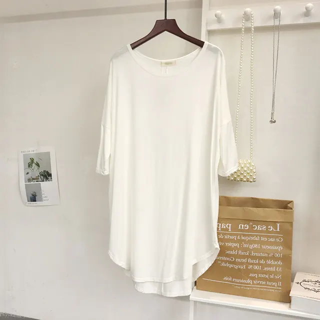 Women's Thin Irregular Layering Shirt Loose Mid length Top White Short Sleeve - Shop at LoveMi