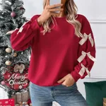 Sweet Bow Decorated Long Sleeve Sweatshirt - Red