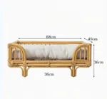 Natural Rattan Square Dog Bed Minimalist Handmade Pet Bed - Wood Color - View 1