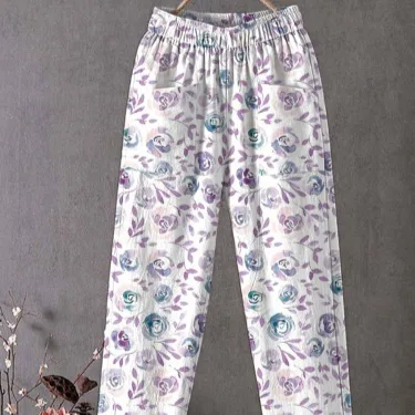 Ethnic style Paisley Elastic Waist Loose Straight leg Pants Tufhj 89473 4Xl - Shop at LoveMi