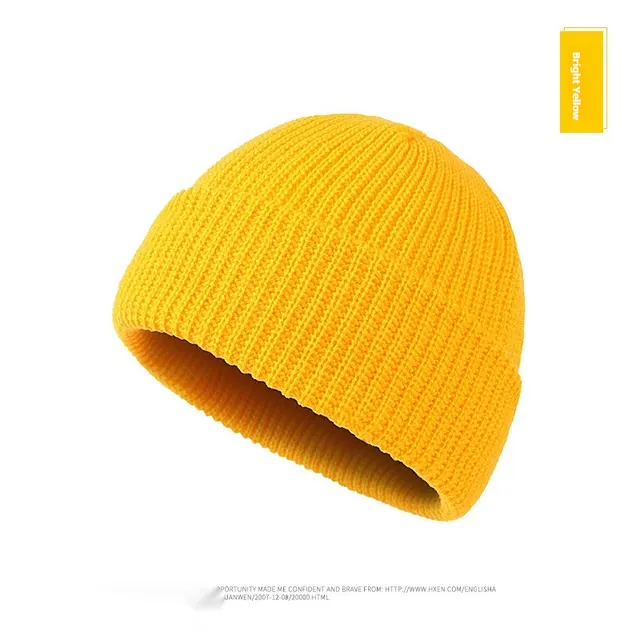 Autumn And Winter New Korean Candy Color Knitted Wool Hat Bright Yellow - Shop at LoveMi