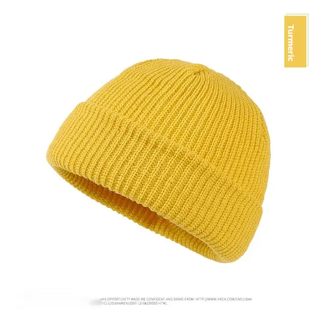 Autumn And Winter New Korean Candy Color Knitted Wool Hat Ginger Yellow - Shop at LoveMi