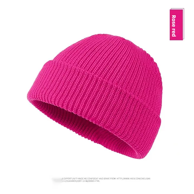 Autumn And Winter New Korean Candy Color Knitted Wool Hat Rose Red - Shop at LoveMi