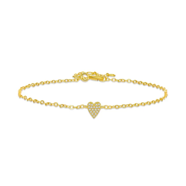 Retro 925 Sterling Silver Heart shaped Bracelet Ornament 18K Gold - Shop at LoveMi
