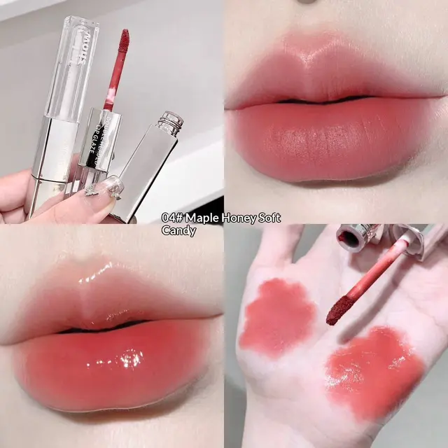 Double ended Dual effect Lip Gloss Matte Velvet 4 Maple Honey Soft Candy - Shop at LoveMi