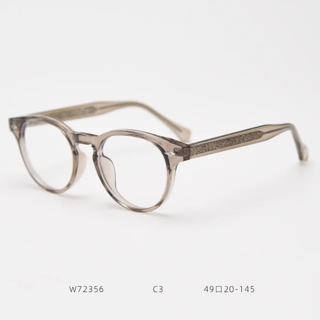 72356 New Stylish Engraved Pin Korean style Prescription Glasses Frame Khaki - Shop at LoveMi