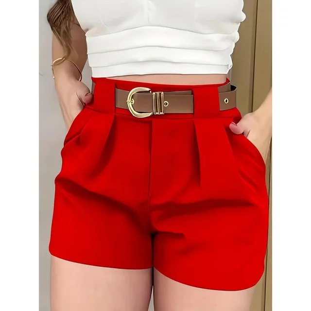 Elegant White Casual Shorts For Women Red - Shop at LoveMi