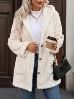 Lapel Warm And Elegant Style Faux Fur Coat - Beige