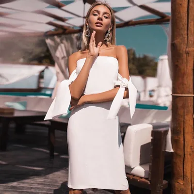 Dress Fashion Solid Color Women's Banquet Dress White - Shop at LoveMi