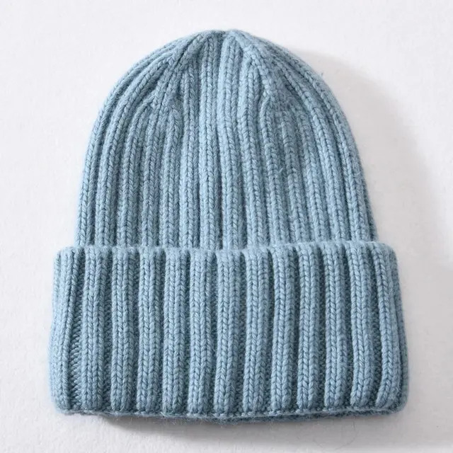 Winter Silk Satin lined Knit Hat Unisex Thickened Version Blue - Shop at LoveMi