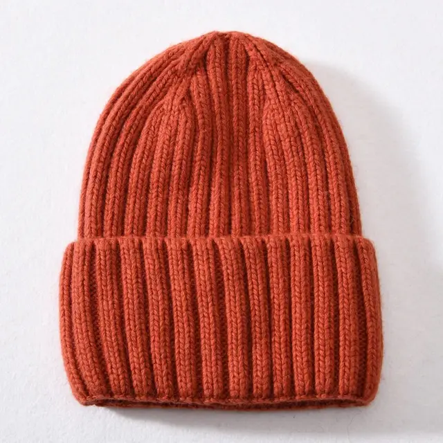 Winter Silk Satin lined Knit Hat Unisex Thickened Version Brick - Shop at LoveMi
