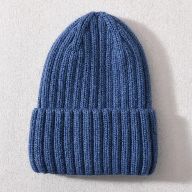 Winter Silk Satin lined Knit Hat Unisex Thickened Version Denim Blue - Shop at LoveMi