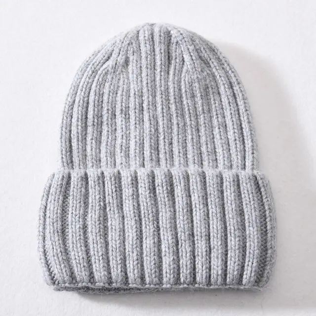 Winter Silk Satin lined Knit Hat Unisex Thickened Version Light Grey - Shop at LoveMi