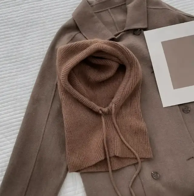 Woolen Warm Scarf Integrated Couple Ear Protection Knitted Hat Brown - Shop at LoveMi