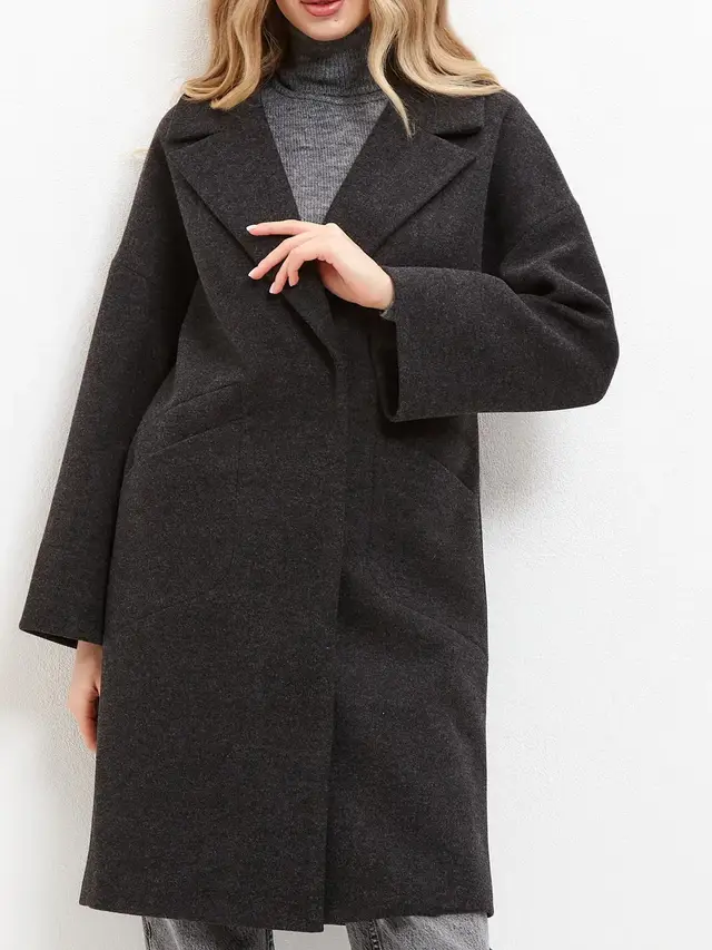 Long Wool Coat With Pockets For Women Black - Shop at LoveMi