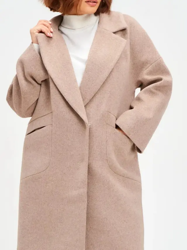 Long Wool Coat With Pockets For Women Skin Color - Shop at LoveMi