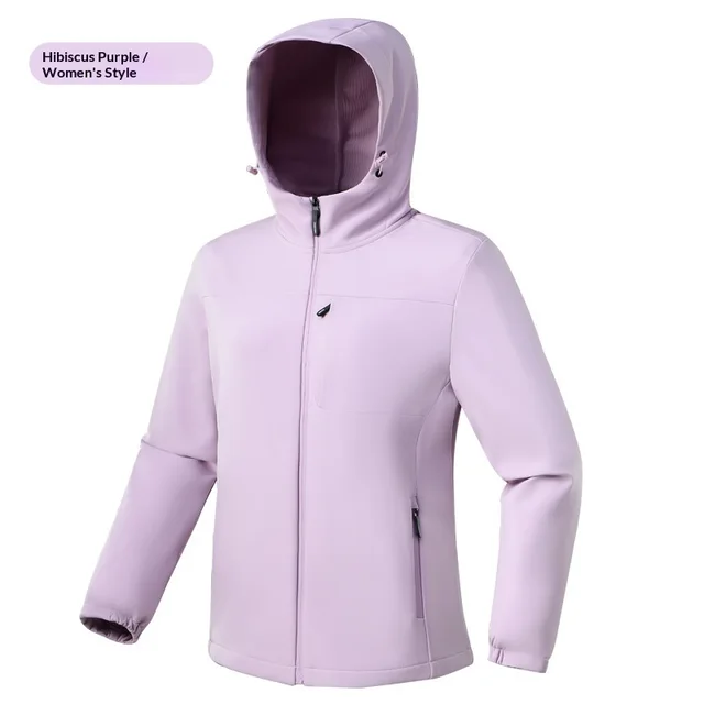 Windproof Casual Fleece lined Warm Hooded Sweatshirt For Women Hibiscus Purple - Shop at LoveMi