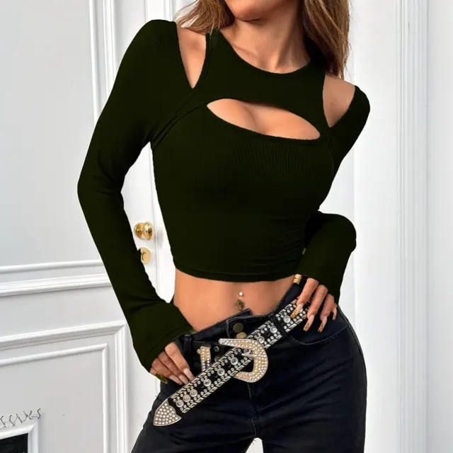 Autumn And Winter New Women's Clothing European And American Personality Trend T shirt Street Sense Short Top Dark Green - Shop at LoveMi