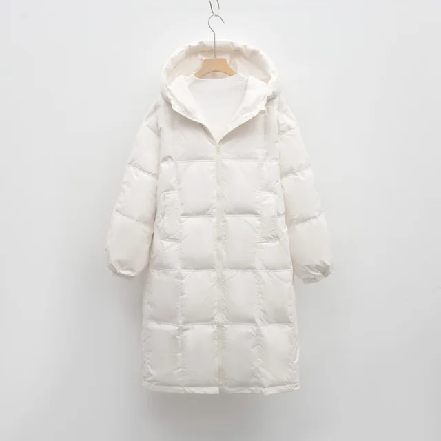Thickened Loose Bread Jacket New Duck Down Winter Coat Extended Knee length Down Jacket Women White - Shop at LoveMi