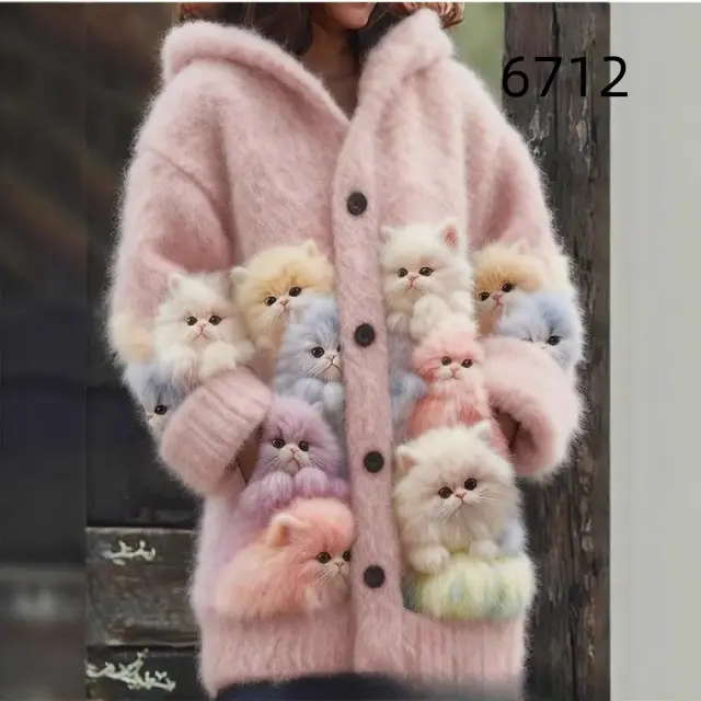 New Cat Pattern 3D Printed Casual Hooded Cape Jacket Wqjlwtsx6712 - Shop at LoveMi