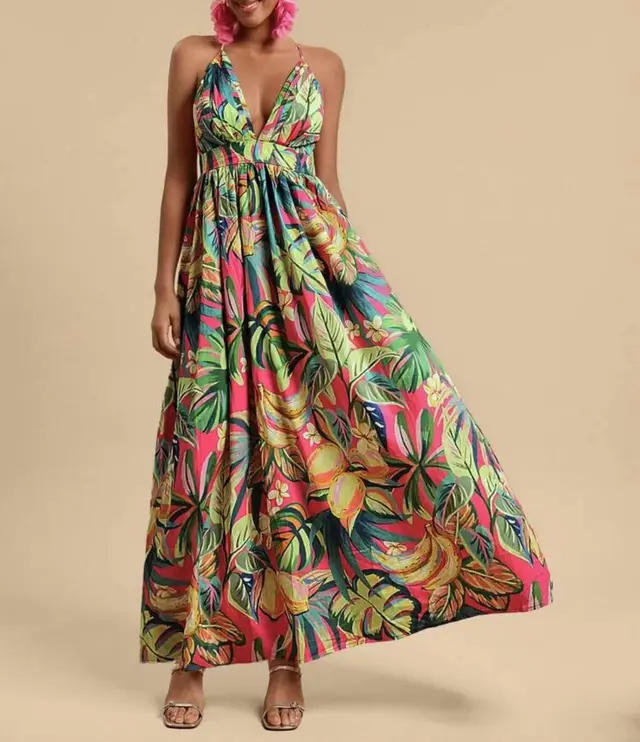 Ethnic Style Sexy Slim fit Printed Strapless Dress Picture 5 - Shop at LoveMi