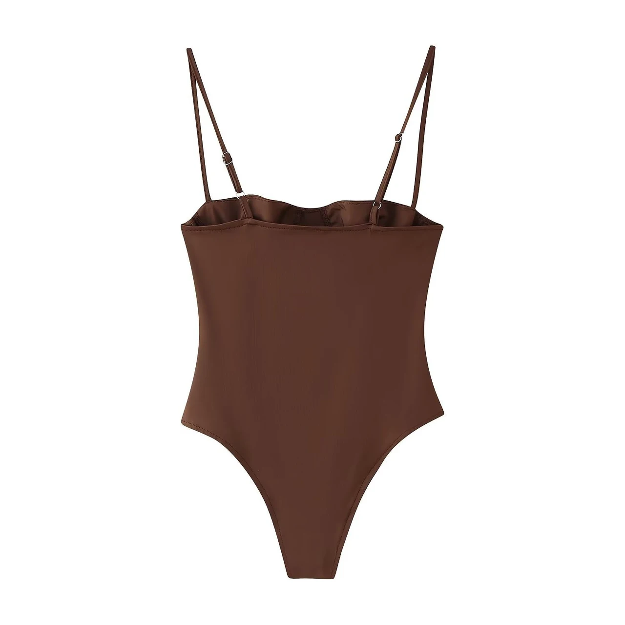 Women's Solid Color Camisole Underwear Bodysuit - Brown
