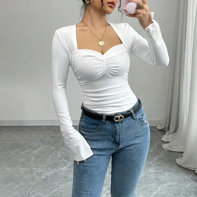 Intellectual Style High end Slim fit Long sleeved Top White - Shop at LoveMi