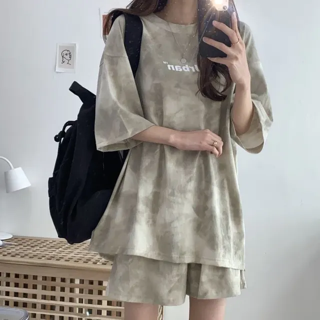 Women's Casual Two piece Set With Top And Shorts Khaki - Shop at LoveMi