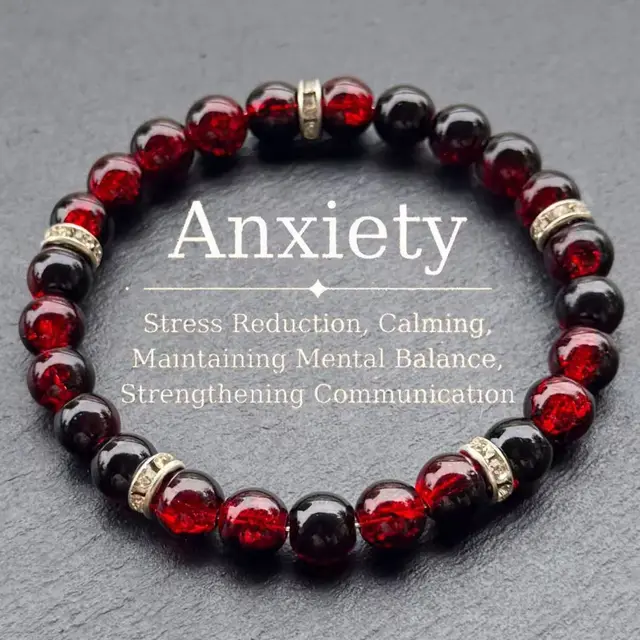 Natural Stone Beaded Handmade Elastic String Bracelet Red - Shop at LoveMi