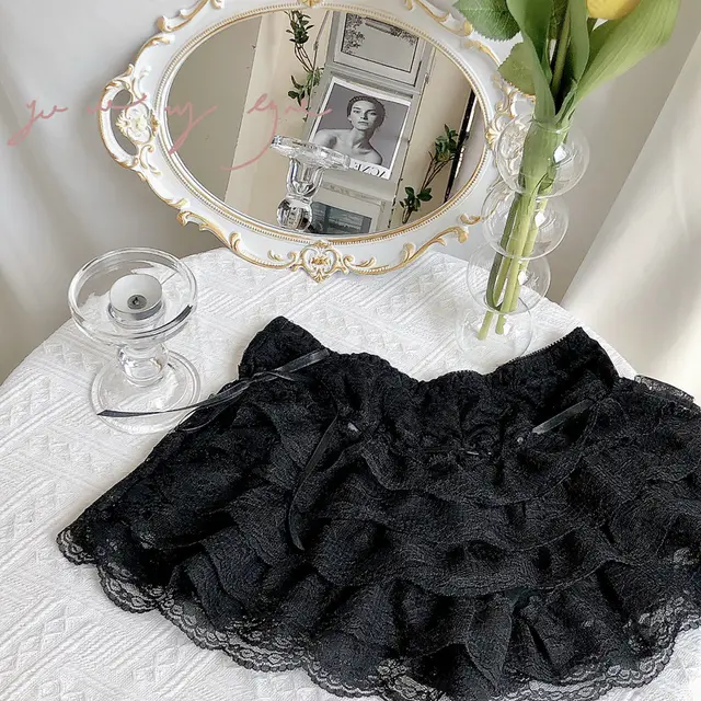 Five layer lace safety shorts cake skirt breathable leggings for women Black - Shop at LoveMi