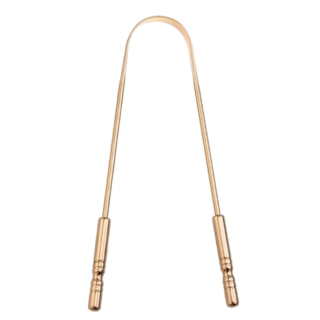 Stainless Steel U shaped Short Handle Tongue Scraper Oral Cleaning Tool Gold - Shop at LoveMi