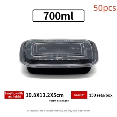Disposable Lunch Box Thickened Plastic Takeaway Container F700 Black Square Box - Shop at LoveMi