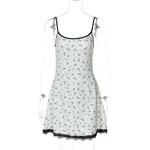 Floral Print Sexy Short Lace Trim Women's Camisole Dress - Floral - View 1
