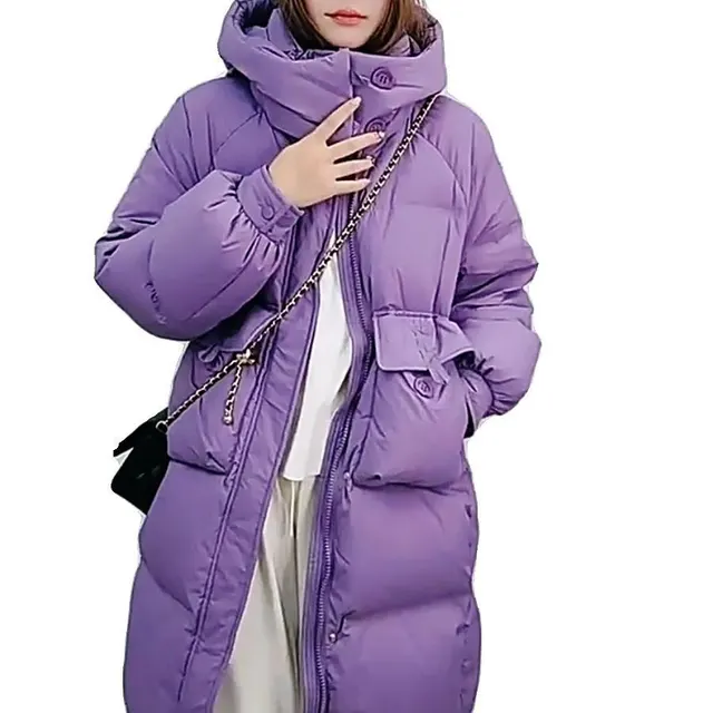 Jacket High grade Thick Women's Long Section Purple - Shop at LoveMi