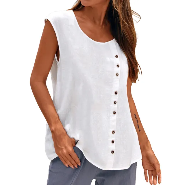 Women's Vintage Oversized Casual Sleeveless Top White - Shop at LoveMi