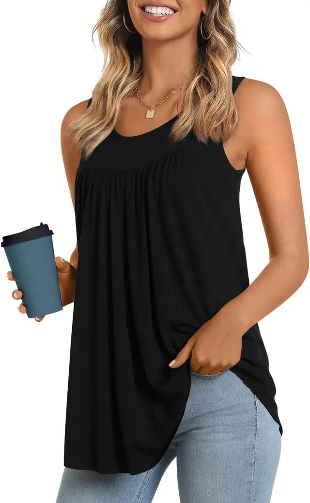 Women's Casual Long Sleeve Short Sleeve Shirt Print Round Neck Sleeveless No 2 Color - Shop at LoveMi