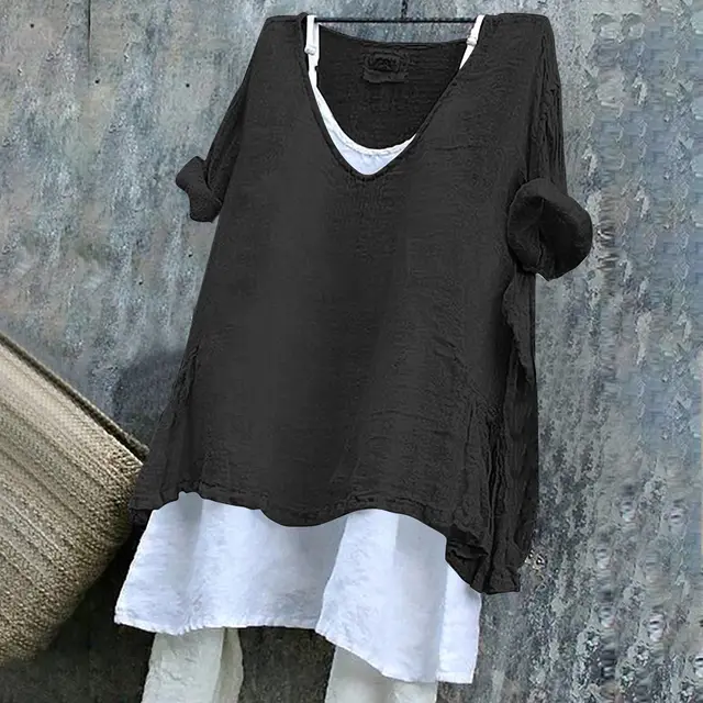 Women's V neck Short Sleeve Printed Top Excluding Linin Black - Shop at LoveMi