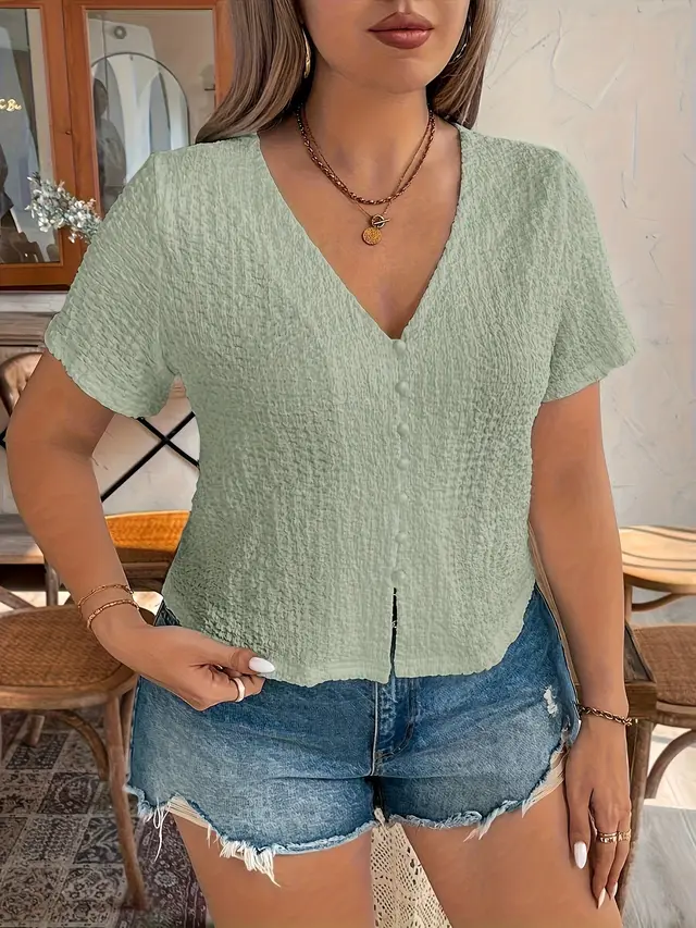 Women's Plus Size Casual Top Matcha - Shop at LoveMi