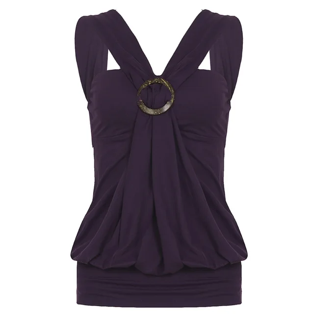 Mature and sophisticated deep V neck vest with rhinestone ring embellishments Purple - Shop at LoveMi