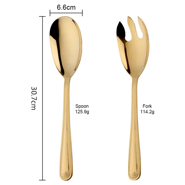 Western style Cutlery Pearl Handle Salad Spoon And Fork Gold - Shop at LoveMi