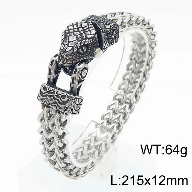 Retro Wolf Head Snake Head Reversible Chain Titanium Steel Men's Bracelet Kb179515Mzoz - Shop at LoveMi