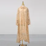Vietnamese-style Embroidered Heavy-duty Long-sleeve Loose Ruffle Dress - Red