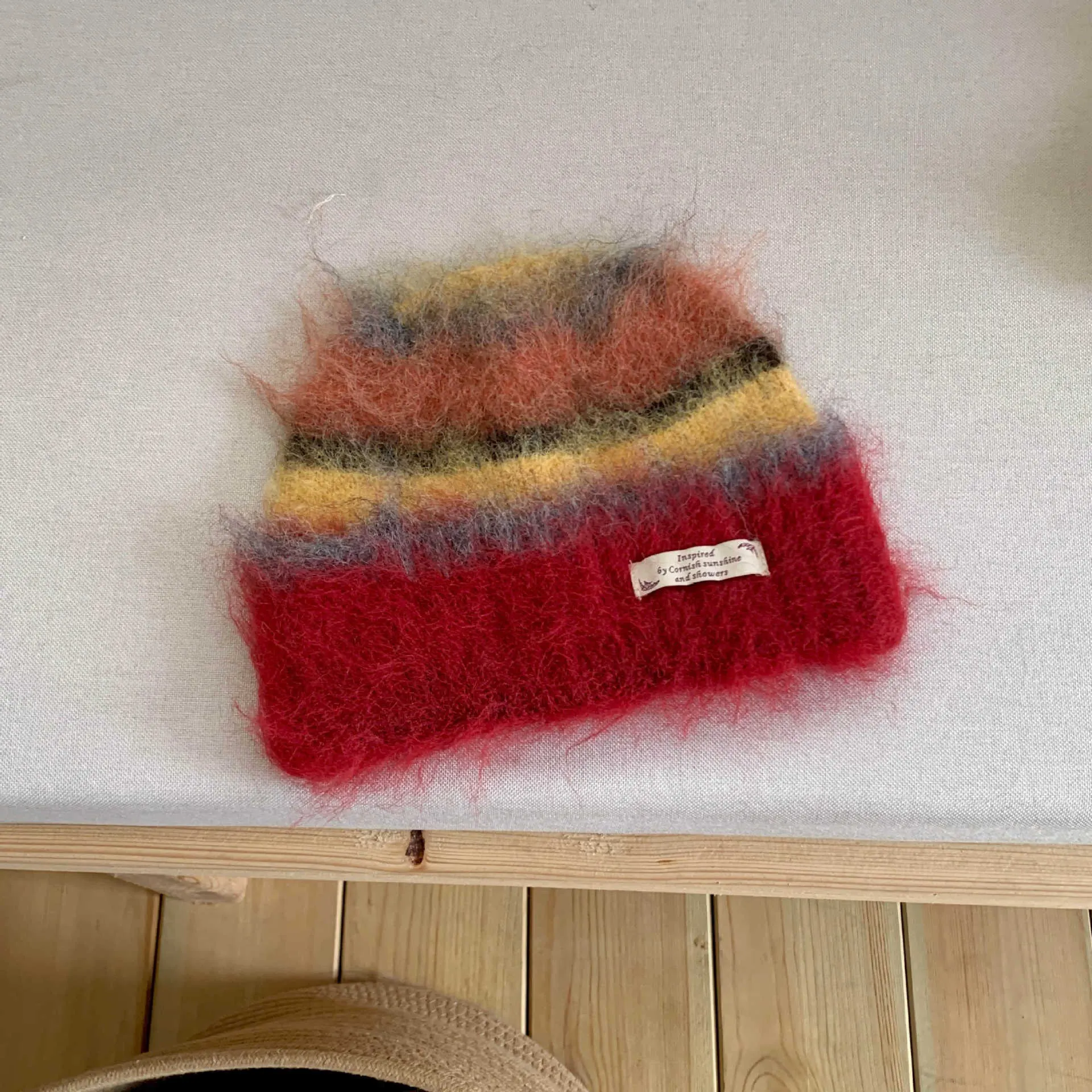 Rainbow Striped Versatile Warm Knitted Hat - Wine Red
