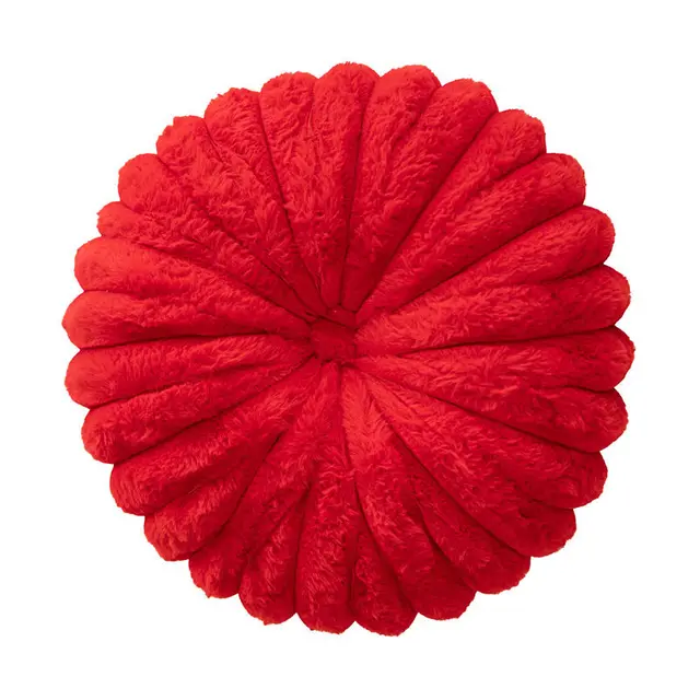 Round Pumpkin Pillow Tie dye Striped Faux Rabbit Fur Cushion New Christmas Red - Shop at LoveMi